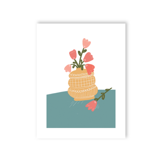 Tulips in a yellow pot
